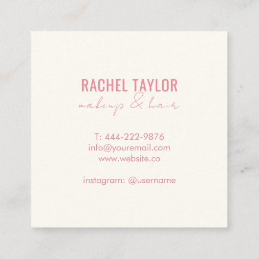 ピンクの唇 | Script Makeup Square名刺 スクエア名刺 (裏面)