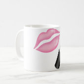 ピンクの唇MUA 11のozのクラシックで白いマグ コーヒーマグカップ (正面左)