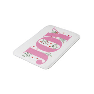 ピンクの喜びとベリーのクリスマスホリデー バスマット