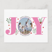 ピンクの喜びと果実クリスマスの休日の写真 ポストカード (正面)