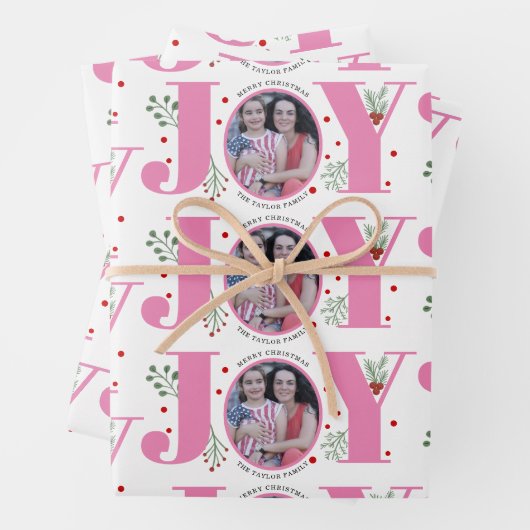 ピンクの喜びと果実クリスマスの休日の写真 ラッピングペーパーシート (インサイチュ)