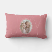 ピンクの喜びシンプルの弓のウェーブフォトクリスマス ランバークッション (裏面)