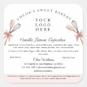 ピンクの器具コテージ法ベーカリー具材ラベル スクエアシール (正面)