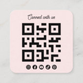 ピンクの四角いソーシャルメディアQRコード スクエア名刺 (裏面)