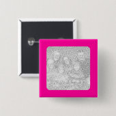 ピンクの四角い写真ボタン 缶バッジ (正面&裏面)
