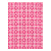 ピンクの四角い抽象芸術フローラベビーガールパターン テーブルクロス (正面)