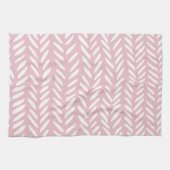 ピンクの四角に可愛いパステルヘリンボーンパターン キッチンタオル (横)