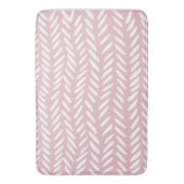 ピンクの四角に可愛いパステルヘリンボーンパターン バスマット (正面縦)