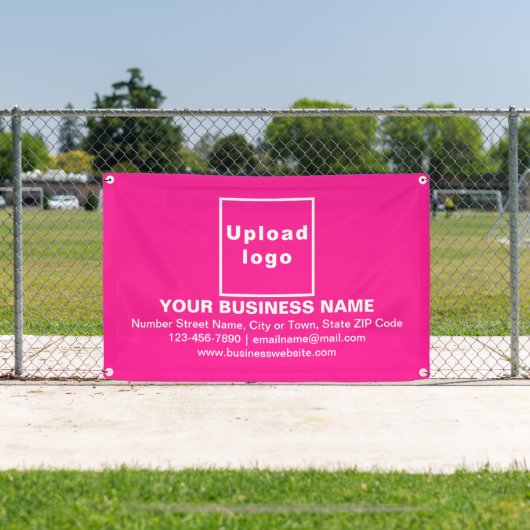 ピンクの四角形にセンターアラインのビジネスブランド 横断幕 (インサイチュ)