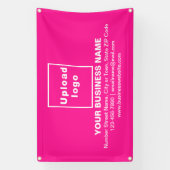 ピンクの四角形にセンターアラインのビジネスブランド 横断幕 (縦)