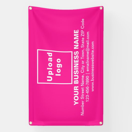 ピンクの四角形にセンターアラインのビジネスブランド 横断幕 (縦)