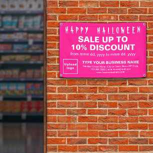 ピンクの四角形バナーのビジネス向けハロウィーン販売 横断幕