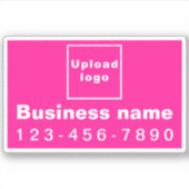 ピンクの四角形ビニールのビジネス電話番号 シール (正面)