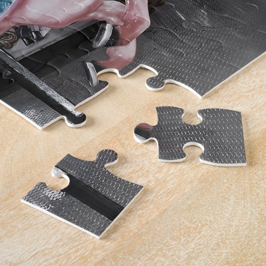 ピンクの回転木馬の馬 ジグソーパズル (側面)