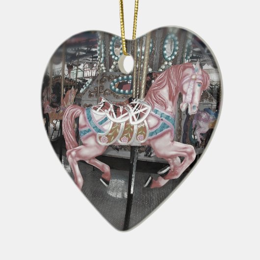 ピンクの回転木馬の馬 セラミックオーナメント (左)