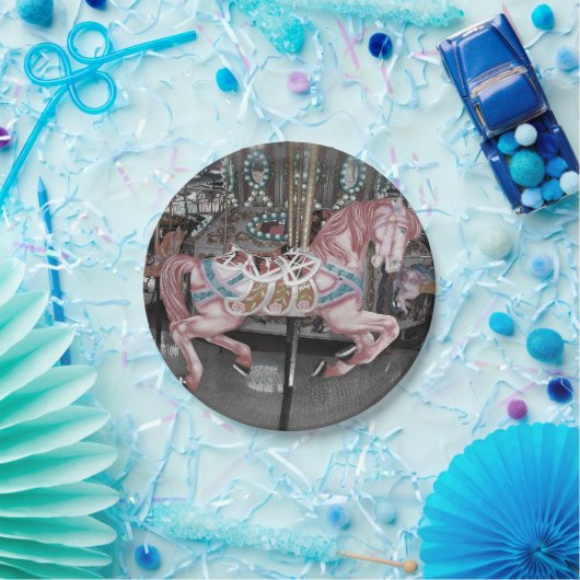 ピンクの回転木馬の馬 ペーパープレート (パーティー)