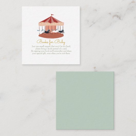 ピンクの回転木馬ブックベビーエンクロージャカード ノートカード (正面/裏面)