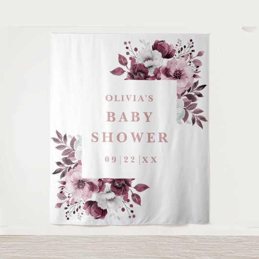 ピンクの国フローラ赤ちゃんシャワー写真の背景 タペストリー (正面)