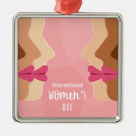 ピンクの国際的女性の日 メタルオーナメント (正面)