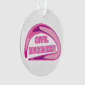 ピンクの土木技師セラミックオーナメント オーナメント (正面)