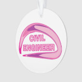 ピンクの土木技師セラミックオーナメント オーナメント (正面)