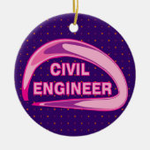 ピンクの土木技師セラミックオーナメント セラミックオーナメント (正面)
