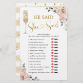 ピンクの埃っぽいバラブライダルシャワー彼は彼女が言った (正面/裏面)