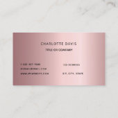 ピンクの埃っぽいバラモノグラムイニシャルミニマル 名刺 (裏面)