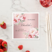 ピンクの埃っぽいバラ花模様エレガント誕生日 スタンダードカクテルナプキン (インサイチュ)