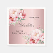 ピンクの埃っぽいバラ花模様エレガント誕生日 スタンダードカクテルナプキン (正面)