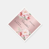 ピンクの埃っぽいバラ花模様エレガント誕生日 スタンダードカクテルナプキン (角)