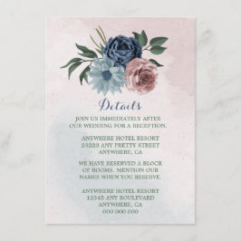 ピンクの埃っぽい青いネイビーブルーフローラ緑の詳細 エンクロージャーカード