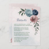 ピンクの埃っぽい青いネイビーブルーフローラ緑の詳細 エンクロージャーカード (正面/裏面)