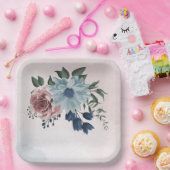 ピンクの埃っぽい青いネイビー・ブルーのフローラ・グリーン結婚リー ペーパープレート (パーティー)