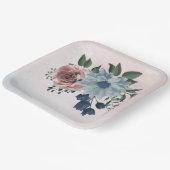 ピンクの埃っぽい青いネイビー・ブルーのフローラ・グリーン結婚リー ペーパープレート (傾斜あり)