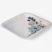 ピンクの埃っぽい青いネイビー・ブルーのフローラ・グリーン結婚リー ペーパープレート (傾斜あり)