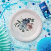 ピンクの埃っぽい青いネイビー・ブルーのフローラ・グリーン結婚リー ペーパープレート (パーティー)