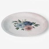ピンクの埃っぽい青いネイビー・ブルーのフローラ・グリーン結婚リー ペーパープレート (アングル)