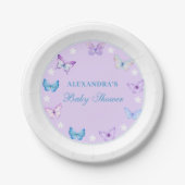 ピンクの埃っぽい青い紫の蝶の赤ちゃんシャワー ペーパープレート (正面)