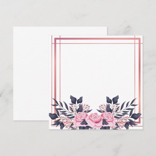 ピンクの境界 花束 招待状 (正面/裏面)