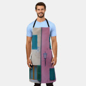 ピンクの壁に黒い屋外用ス絵を描コンス エプロン (着用した状態)