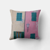 ピンクの壁に黒い屋外用ス絵を描コンス クッション (裏面)