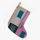 ピンクの壁に黒い屋外用ス絵を描コンス スモールクリスマスストッキング (正面 (吊り時))