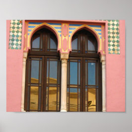 ピンクの壁窓の写真値ポスター紙(マット) ポスター