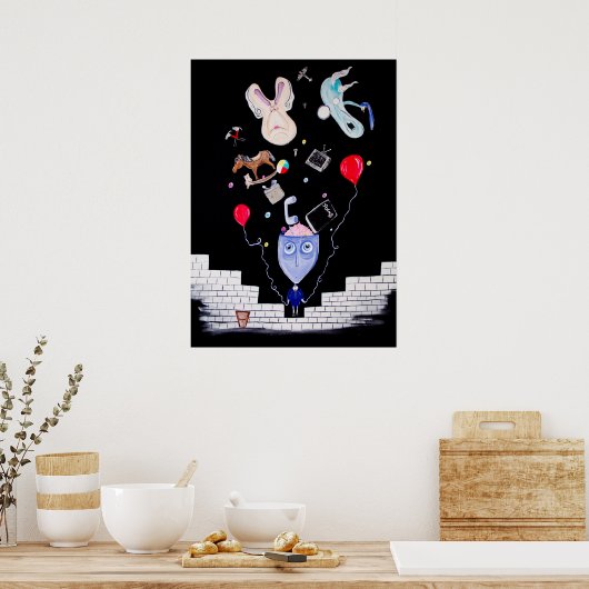 ピンクの壁20x28 ポスター (キッチン)