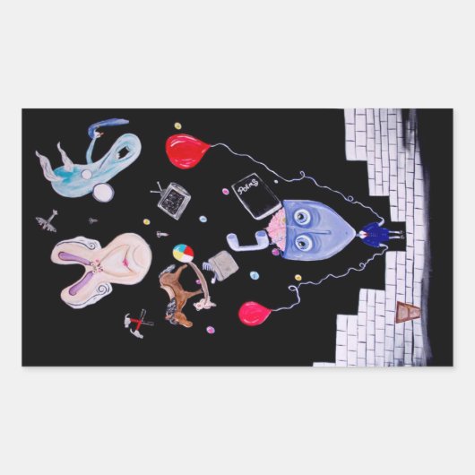 ピンクの壁 長方形シール (正面)