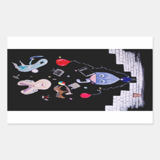 ピンクの壁 長方形シール