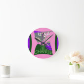 ピンクの変更ヒラリー米国私達は一緒により強いです ラウンド壁時計 (ホーム)