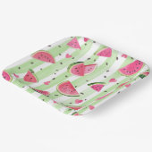 ピンクの夏のスイカかわいい水色のフルーツガール ペーパープレート (傾斜あり)