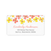 ピンクの夏のデイジーポップ・アートの花おもしろい誕生日アドレス ラベル (正面)